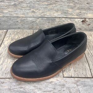 Patina Black Leather Loafers
